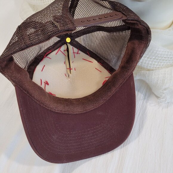 Vintage Otto Trucker Hat With Fun Glasses Print One Size Brown & Teal - Picture 6 of 7